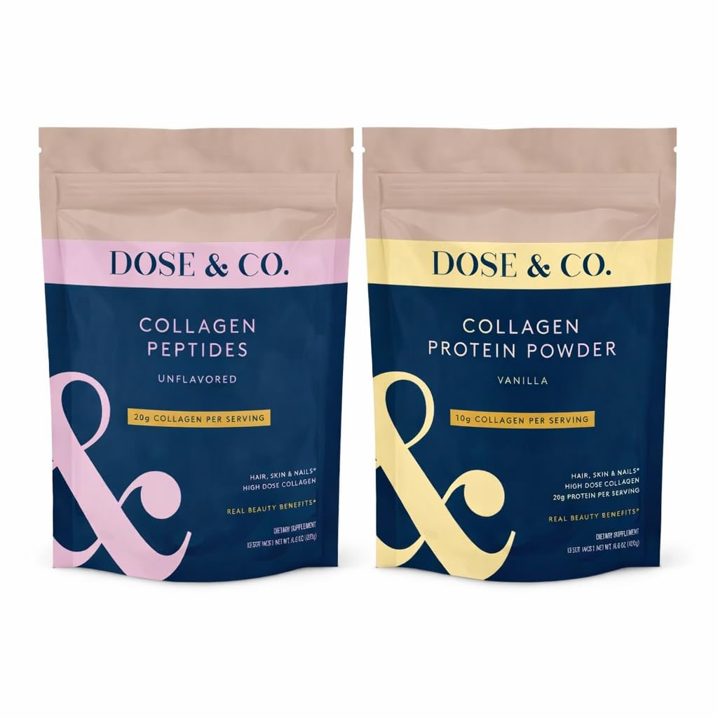 DOSE & CO. Pure Collagen Peptides Powder, Unflavored, 9.6 oz | 20g Hydrolyzed Type I & III Bovine Collagen | 18g Protein | Supports Hair, Skin & Nails | Non-GMO, Gluten Free