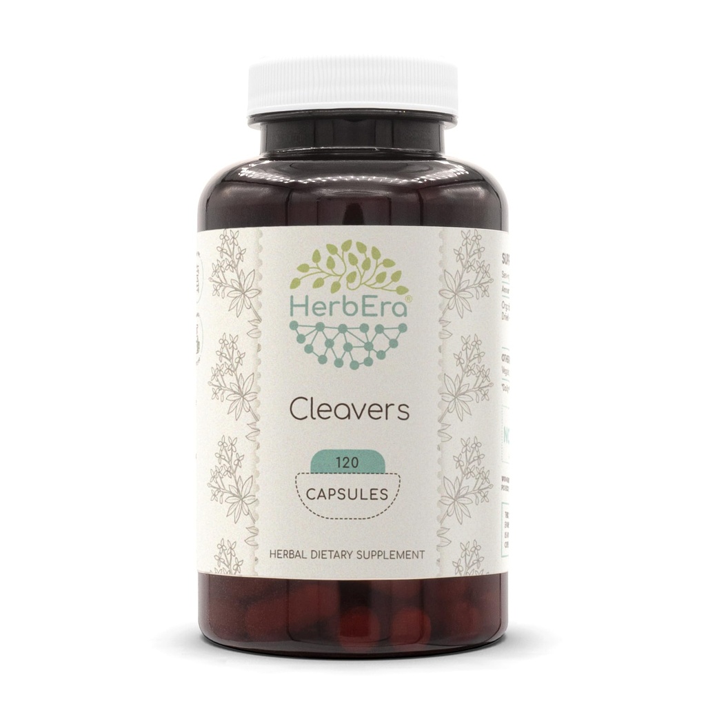 HerbEra Cleavers 120 Capsules, 400 mg, Cleavers (Galium aparine) Dried herb (120 Capsules)