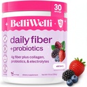 Belli Welli Fiber Supplement for Women & Men – Premium Daily Fiber Powder from Organic Acacia with Added Collagen, Electrolytes & Probiotics – No Bloat, Constipation & Gut Health Support (Wild Berry)