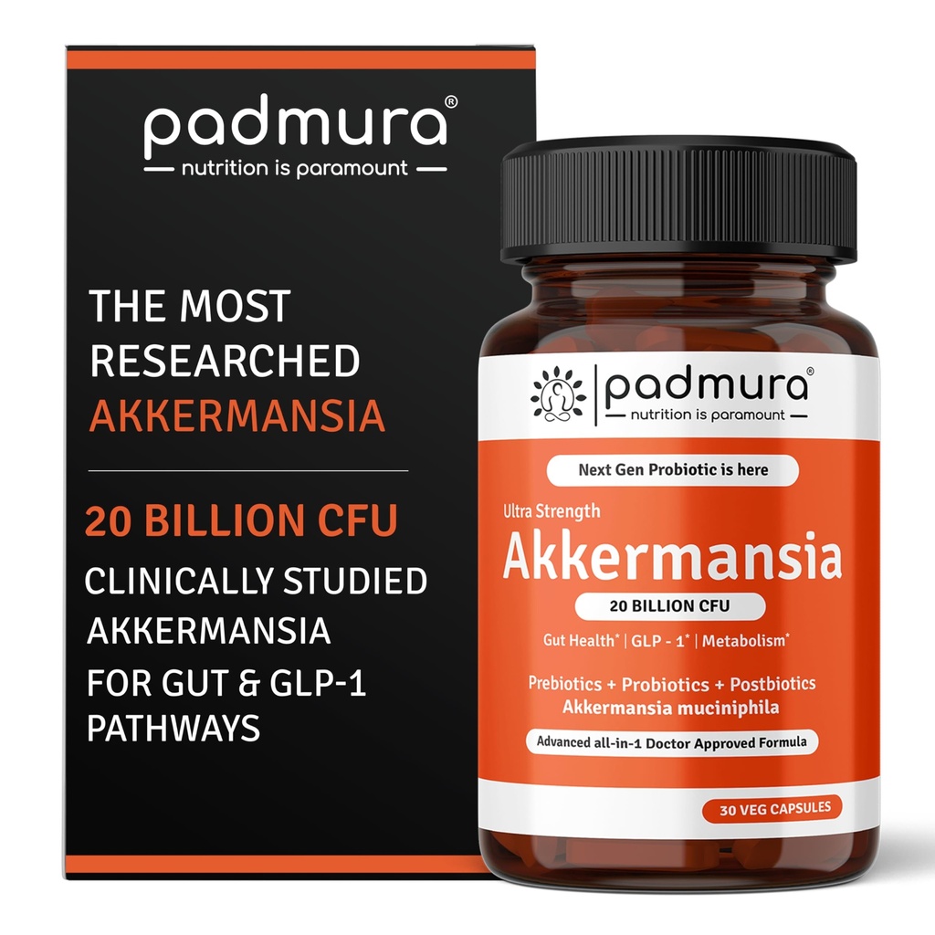 Akkermansia Muciniphila Probiotic Supplement - 20 Billion CFU | 30 Veg Capsules | Prebiotic + Probiotic + Postbiotic Blend | Increases GLP-1 Production | Supports Digestion & Gut Health