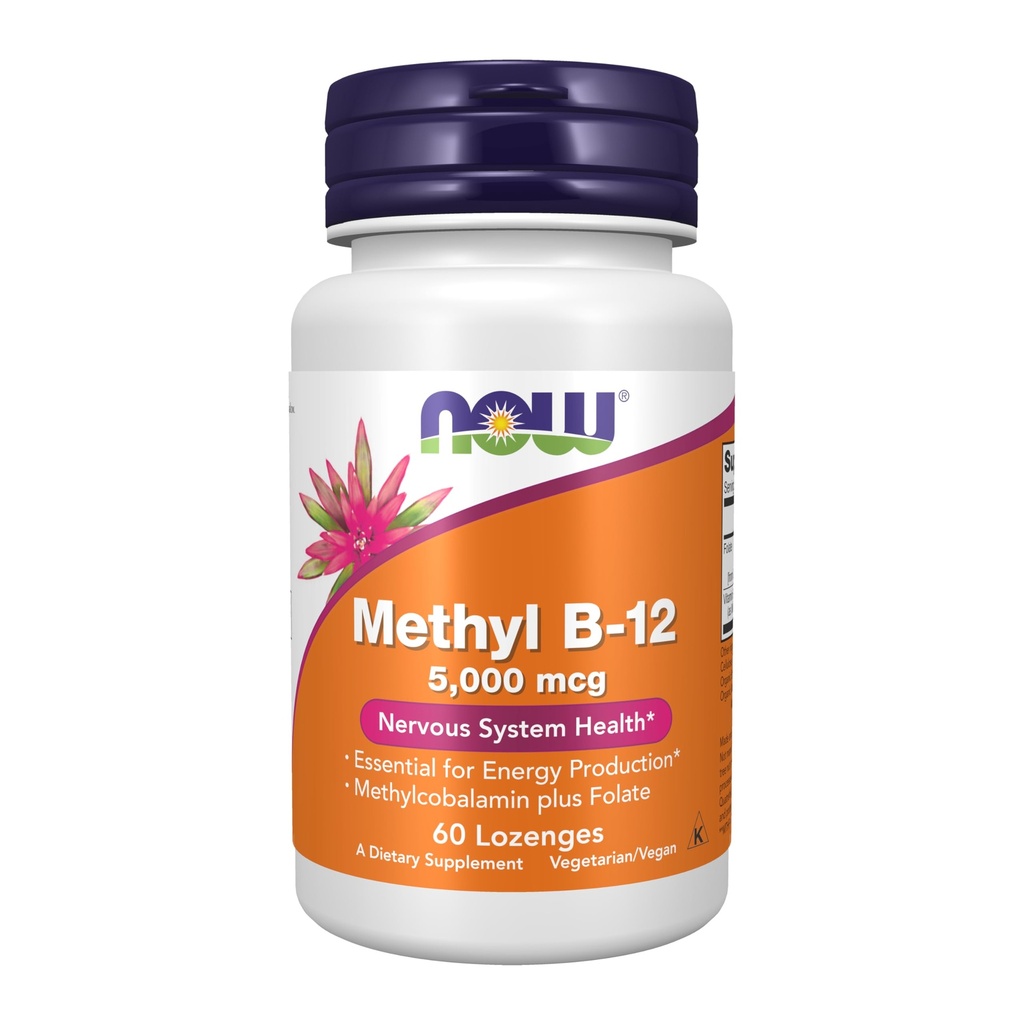 Now Foods Supplements, Methyl B- 12 (Methylcobalamin) 5.000 mcg, Nervesystemet Sundhed *, 60 Lozenges