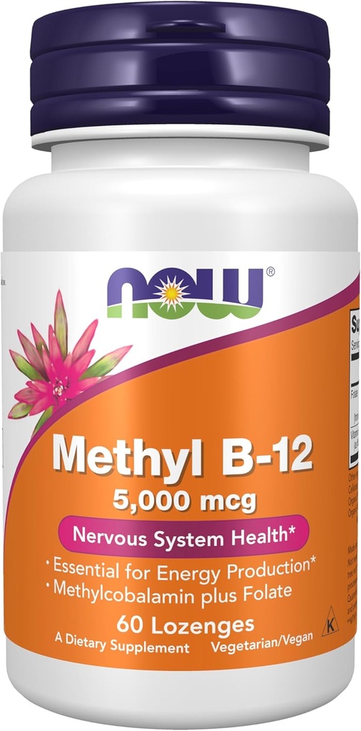 Now Foods Supplements, Methyl B- 12 (Methylcobalamin) 5.000 mcg, Nervesystemet Sundhed *, 60 Lozenges