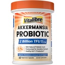 Vitalibre Akkermansia Muciniphila Probiotic, 2 Billion TFU, w/Natural Prebiotic Inulin, Naturally Increases GLP-1, Healthy Digestion & Metabolism, Probiotic Supplement for Women & Men, 60 Capsules
