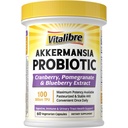 Vitalibre Akkermansia Probiotics 100 Billion TFU, Pasteurized Akkermansia Muciniphila, w/Cranberry, Blueberry & Pomegranate, Digestive & Immune Health, Leaky Gut, GLP-1 Supplement, 60 Vegan Capsules