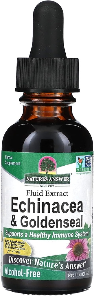 Nature's Answer Enchinacea & Goldenseal | Supports a Healthy Immune System | Super Concentrated Pure Extract | Alcohol-Free, Gluten-Free, Vegan & Kosher Certified 1oz