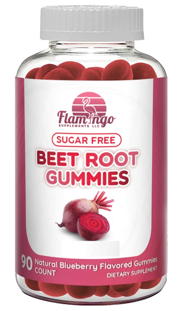 Sukkerfri nitrogenoxid Beet Root Gummies - Beet Root Chewables for Atletisk Performance, nitrogenoxid Booster, Energi, Blood Flow og cirkulering - 90 Beet Root Gummy Chews.