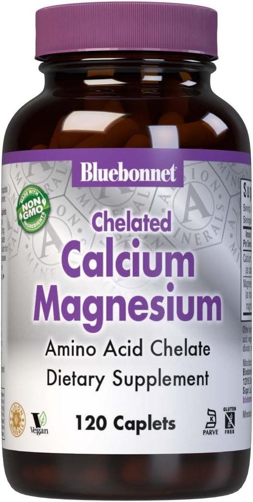 BlueBonnet Albion Chelated Calcium Magnesiumkapsler, 120 Tæl