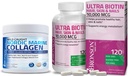 Bronson Marine Collagen Peptider Hydrolyseret protein pulver + Ultra Biotin 10.000 Mcg hår hud og negle supplement