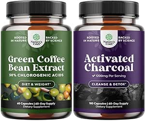 Bundle of Pure Green Coffee Bean Extract for Antioxidant Heart Health Mental Focus og størrelse Reduktion og Rense og Detox Aktiverede Charcoal Kapsler til Bloating Relief og Body Detox Rense