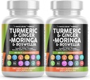 Gurkemeje Moringa Supplementet 124; Ginger Boswellia Safran - Supplement for kvinder og mænd med Ceylon Cinnamon, Tart Cherry, Quercetin Hvidløg Nettle Holy Basil - 2Pack