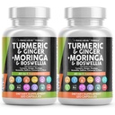Gurkemeje Moringa Supplementet 124; Ginger Boswellia Safran - Supplement for kvinder og mænd med Ceylon Cinnamon, Tart Cherry, Quercetin Hvidløg Nettle Holy Basil - 2Pack
