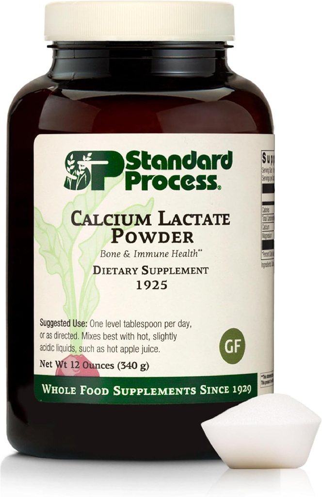 Standard Process - Calciumlactat Powder - Knogle- immunforsvar - Calcium Magnesiumsupplement til knoglestyrke og blodsundhed - Non- Dairy, Non- Soy & Gluten- Free - 12 oz