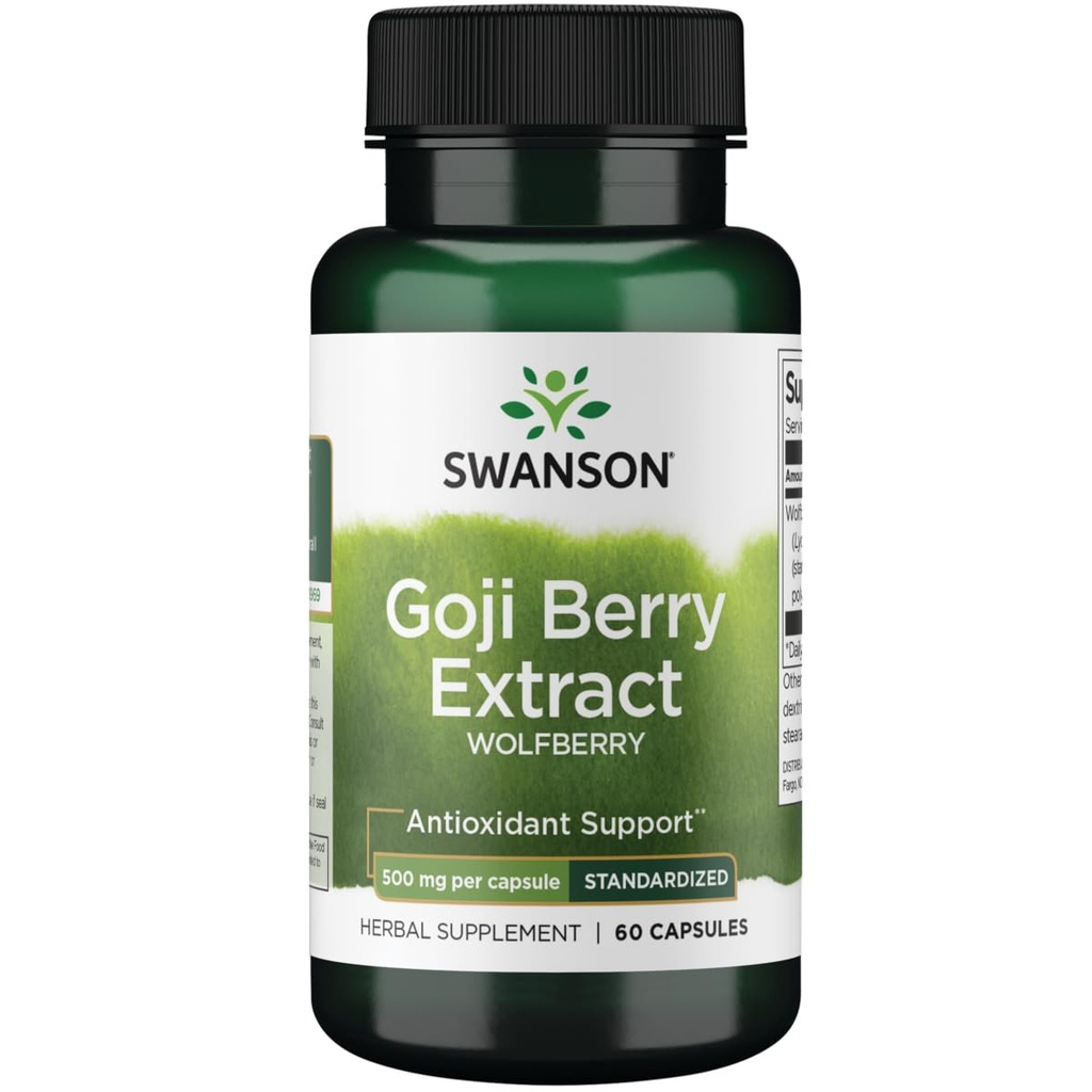 Swanson Wolfberry Standardized Extract (Goji Berry) 500 Milligrams 60 Capsules