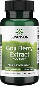 Swanson Wolfberry Standardized Extract (Goji Berry) 500 Milligram 60 Kapsler