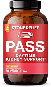 STONE RELIEF Pass AM – Daytime Herbal Kidney Support for Relief, Comfort, & Increased Flow (180 Capsules + Stone Catcher + Printed Guidebook)