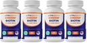 Vitamatic Biotin 10,000 mcg (10 mg) for Stronger Hair, Skin & Nails - 365 Vegan Tablets- Also Called Vitamin B7-4 Pack