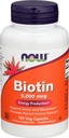 NOW Biotin 5,000 mcg - 120 VCaps (Pack of 2 Bottles)