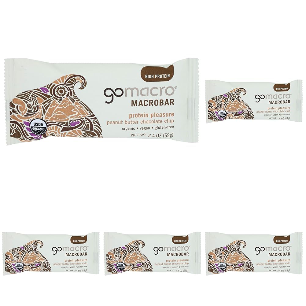 GoMacro, Protein Pleasure Bar, Peanut Butter Chocolate Chip, 2.4 oz (Pack of 5)