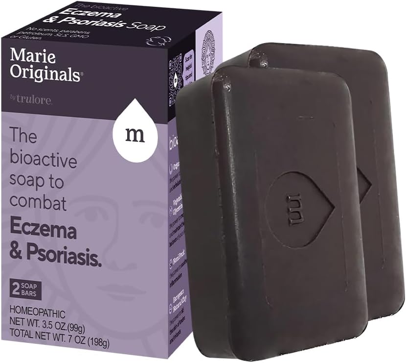 Marie Originals Eczema Face Soap Body Wash Bar - All Natural Psoriasis, Dermatitis Treatment for Dry Itchy Flaky Skin Relief - Gentle afgiftning, Healing, Anti- Itch, Cleansing Skincare (Pack of 2)