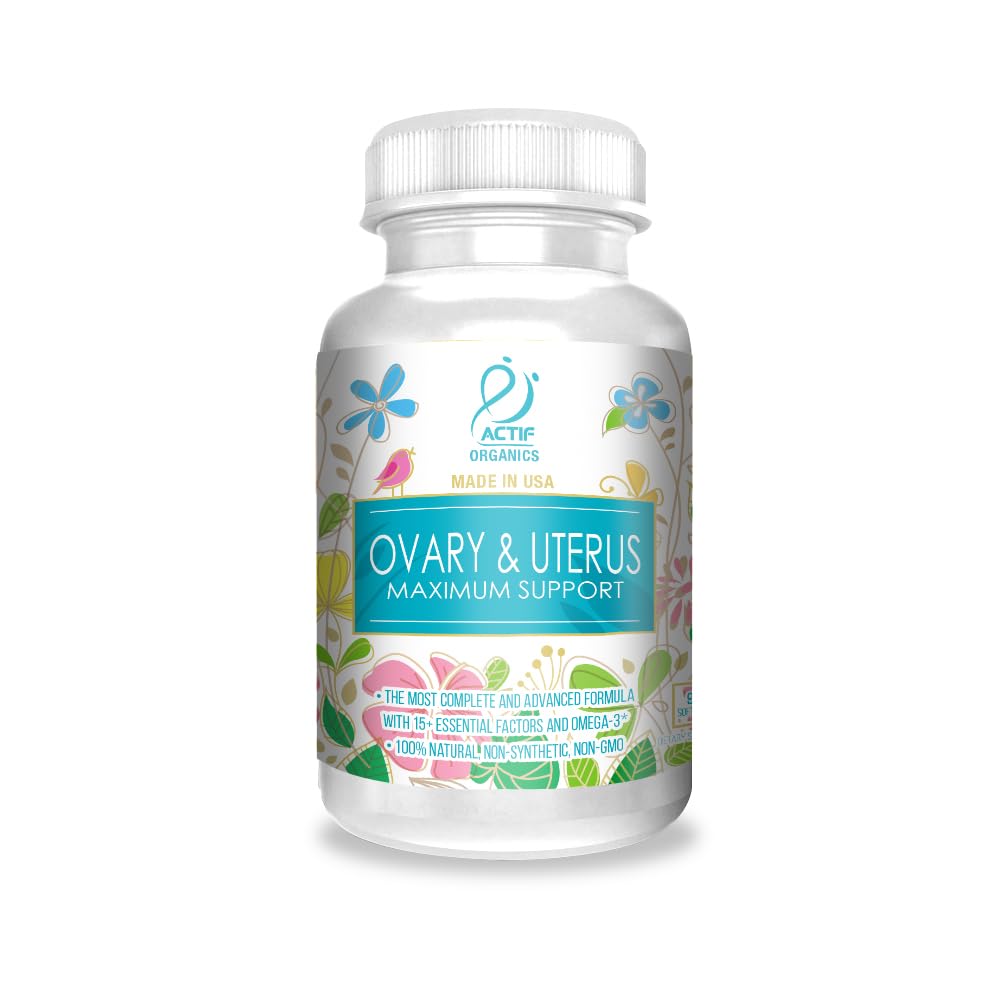 Aktivitet ovarier og Uterus Maksimal støtte med 15 avancerede faktorer og Omega-3 - Ikke GMO, Made in USA, 90 Tæl