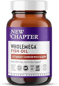 Nyt kapitel Wholemega Fish Oil Supplement - 2000mg per Servering, Klinisk Proven Wild Alaska Salmon Oil med Omega-3 + Vitamin D3 + Astaxanthin, 120 Softgel