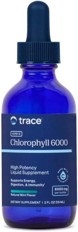 Trace Minerals Liquid Ionic Chlorophyll - Natural Mint Flavor - Understøtter Cell Health, fordøjelse, energi & immunfunktion - Vegan, Gluten- Free, Non- GMO - 2 fl oz (120 Servere)