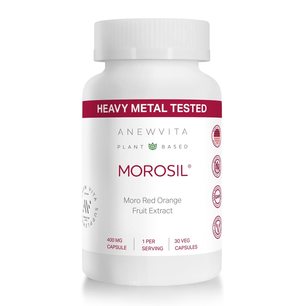 Morosil - Moro Red Orange Extract from Italy | Clinically Tested | Plant Based | Blood Orange | Non-GMO, Gluten Free, 30 Vegetable Capsules | Made in USA