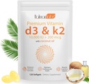 Vitamin D3 K2 Supplement Softgel, 2- in-1 Micro Ingredients Vitamin D3 10000 IE + 200 MCG Vitamin K2, Kokosolie Softgel, fri for GMO, Supplement Softgel (120Pcs)