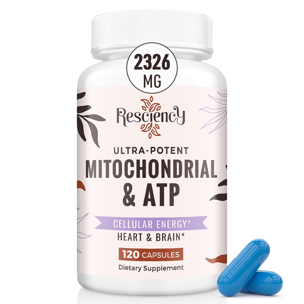 2326 MG Mitokondrielle Kosttilskud med ATP, Vitaminer, CoQ10 & PQQ, Mere effektiv end Creatin HMB & nitrogenoxid, Energi, Endurance, Styrke, Recovery & Muscle, Organic, 120 Kapsler