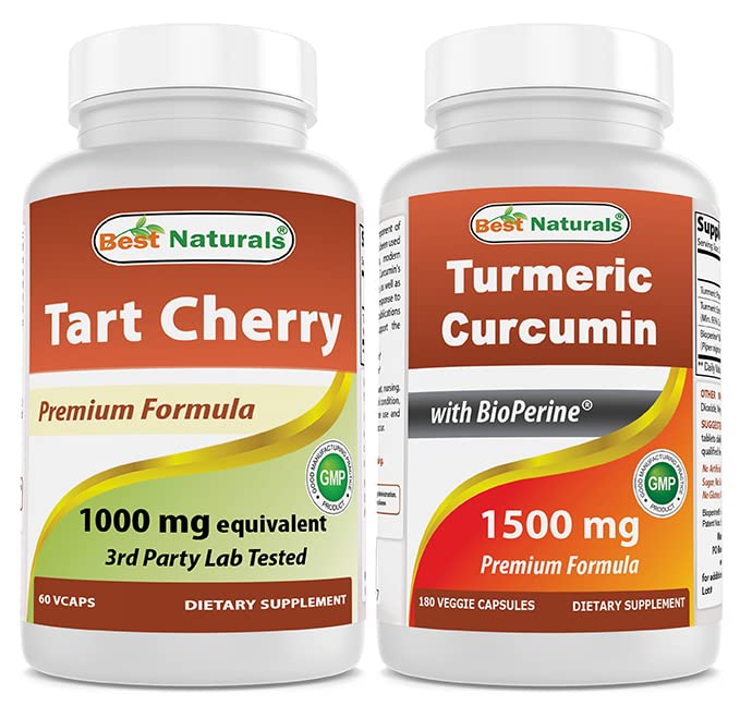 Tart Cherry Extract 1000 mg & Turmeric Curcumin 1500mg/Serving with Bioperine