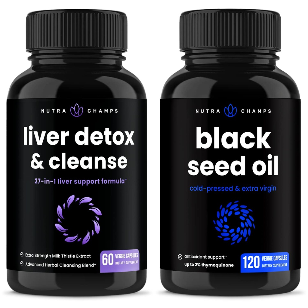 NutraChamps lever rense Detox og sorte frø oliekapsler Bundle