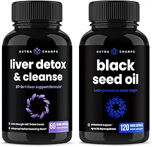 NutraChamps Liver Cleanse Detox and Black Seed Oil Capsules Bundle