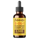 Mushroom Complex Liquid Drop 1500 MG (2 Fl Oz, Pack 1) - Lion Mane, Turkey Tail, Cordyceps, Chaga - Cognitive Health, Memory Focus, Energy & Immune Support - Sugar Free, Non-GMO