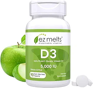 EZ smelter opløselig vitamin D3 5000 IE, sukkerfri, 3- måneders forsyning - 1 pakke