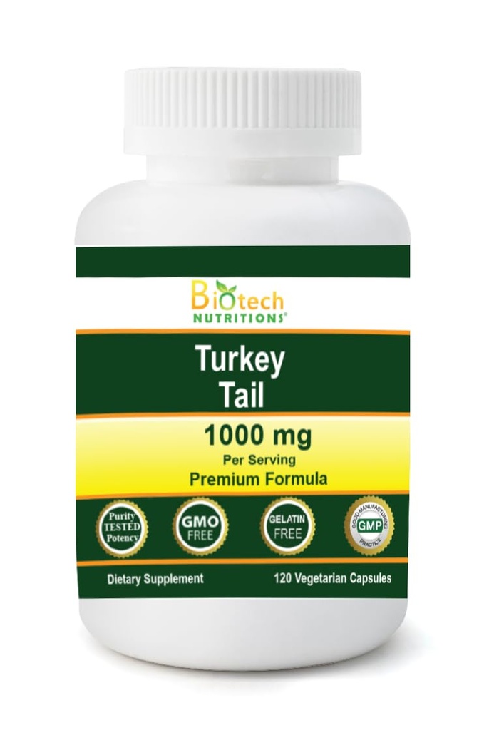 Non-GMO Turkey Tail Mushroom 1000 Mgper Serving 120 Vegetable Capsules
