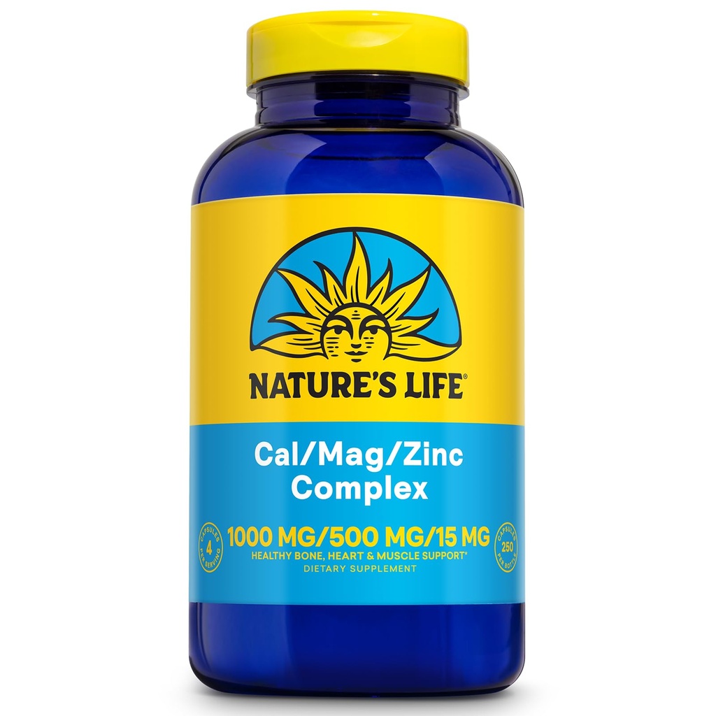 NATUR 'S LIV Cal Mag Zink Complex 1000mg / 500mg / 15mg - Calcium Magnesium Zink tillæg w / vitamin D og bor - ben sundhed, muskel og hjerte sundhed støtte, 60 dag garanti, 62 Serv, 250 Caps