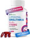 Urolithin A Supplement 1700mg med NAD +, CoQ10, Trans- Resveratrol tillæg for mænd kvinder, 60 Softgels for Daily Health and Antioxidant Support, Muskelenergi, Sund Aldring, Meget biotilgængelig