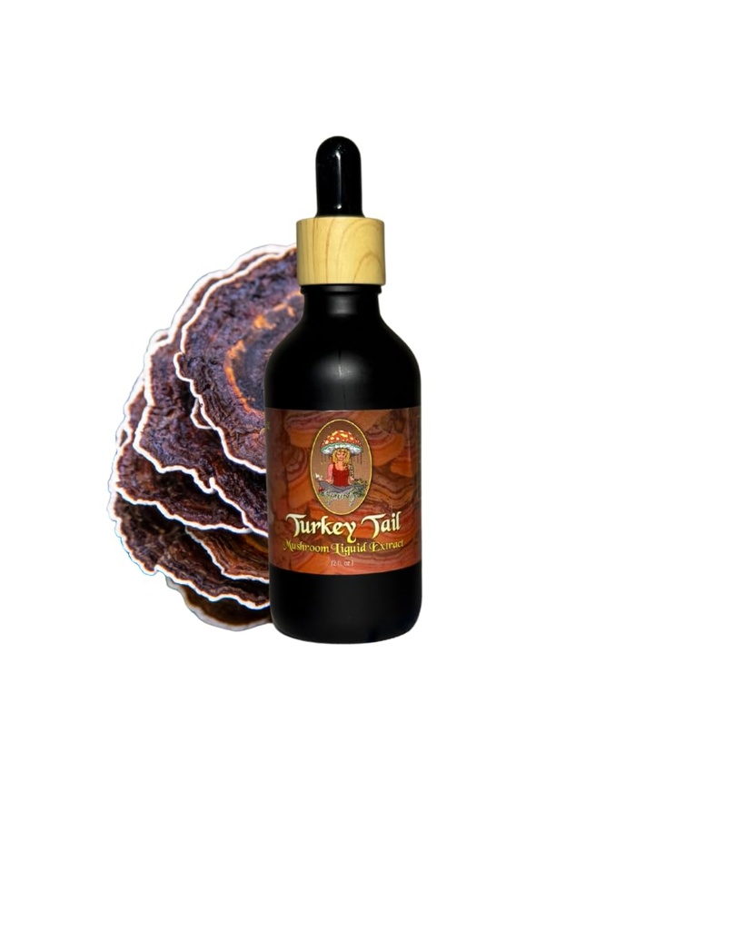 Turkey Tail Mushroom Extract Tincture, 2oz (60ml-Vegan-Non-GMO-Gut Health-Third Party Tested- Supplement