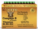 3en1 B Complex, Complejo B 1000 Shot | Multi-Vitamins,Calcium, L-Lysine | Box with 12 Ampoules of 15ml | Energy, Cognitive Function, and Metabolic Health Boost.