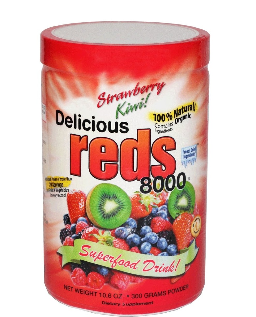 Greens World Delicous Reds 8000 Strawberry-Kiwi Flavor, 10.6 Ounce