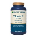 Naturens Wonder C-vitamin 1000 mg med Rose Hips Tabletter til immunforsvar, 250 Servere, 250 tæller