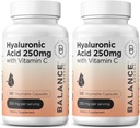 Pure hyaluronsyre Supplement 250 mg med C-vitamin 50mg, 120 Vegankapsler - Skin hydrering til naturlige glød, hår, negle, ben & fælles sundhed formel