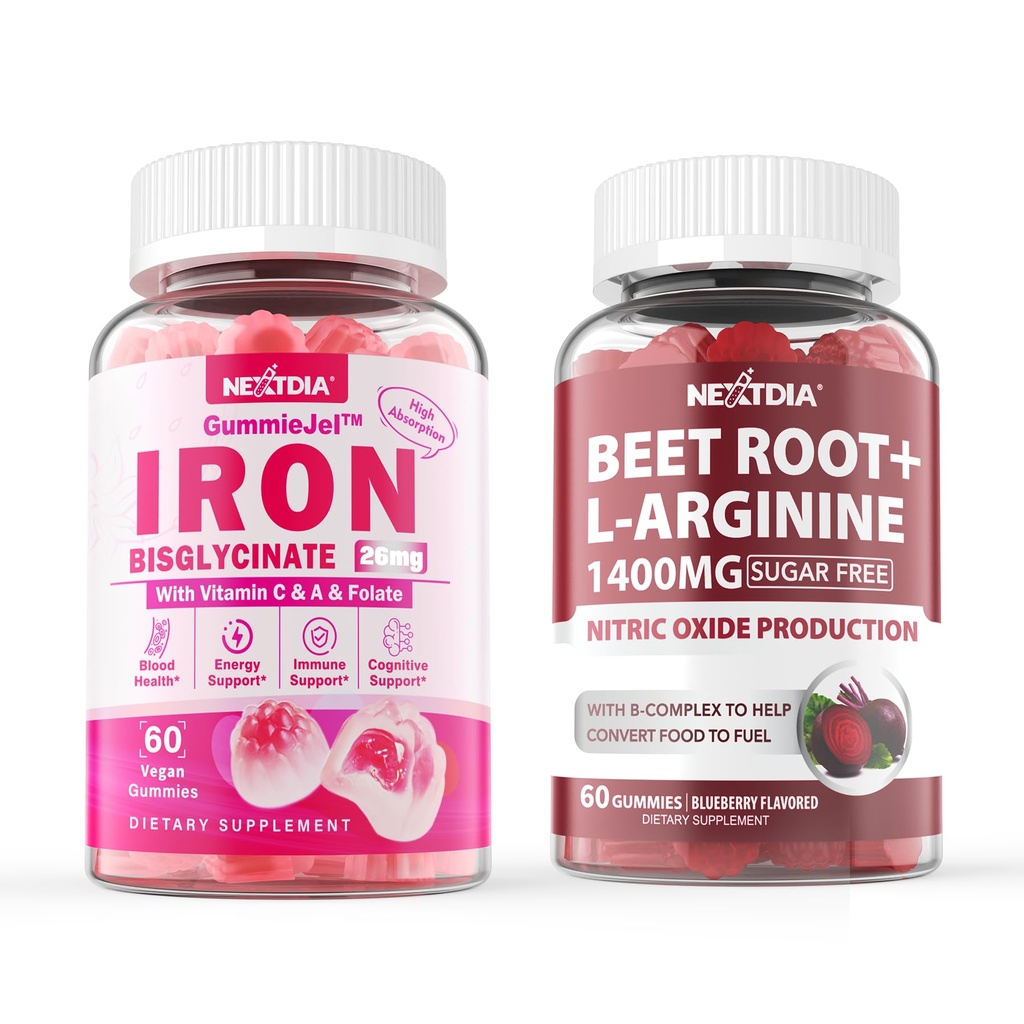 Nextdia Iron Filled Gummies 26mg + Beet Root Gummies