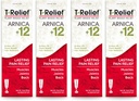 T-Relief Arnica + 12 Cream Natural Lemping Actives for Ryg Smerte Fælles ømhed Muskel Aches & Stifness, Hele kroppen hurtigt fungerende Relief for kvinder & mænd - 4 oz (4 Pack)