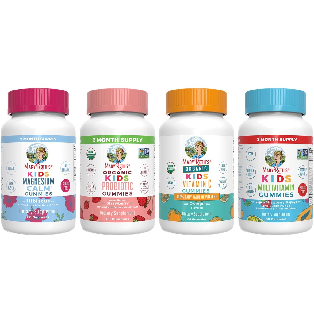 MaryRuth Organics Multivitamin, Probiotic, Magnesium Calm, and Vitamin C Gummies for Kids | Clean Label Project Verified® | Vitamins for Immune Support & Overall Health | Vegan, Non-GMO, Gluten Free