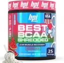 BPI Sport Bedste BCAA Shredded - Koffein Gratis termogenisk opsving drik, Lean Muscle Building BCAA pulver til kvinder og mænd, Fortræning BCAAs Aminosyrer Drink- Watermelon ICE - 25 Serveringer