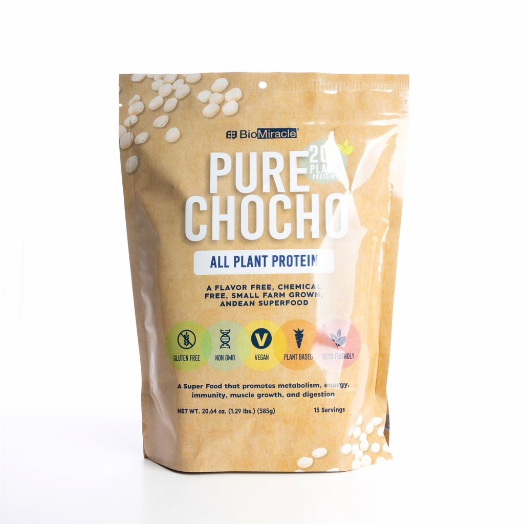 BioMiracle Hydrolyzed Pure Chocho All Plant Protein Gluten Free, Non-GMO, Vegan, Plant-Based, Keto Friendly (15 Servings) - 20g
