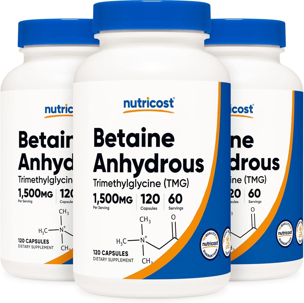 Nutricost betaine Vandfri Caps 1500mg, 60 Servering per flaske (3 flasker)