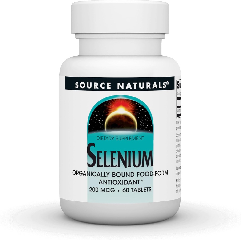 Source Naturals Selen, Organisk Bund Food- Form Antioxidant *, 200 mcg - 60 tabletter