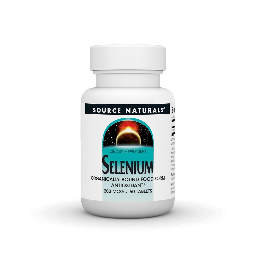 Source Naturals Selen, Organisk Bund Food- Form Antioxidant *, 200 mcg - 60 tabletter